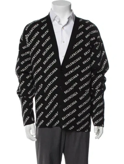 Pre-owned Balenciaga 2022 Printed Cardigan In Black