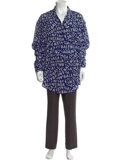 Pre-owned Balenciaga 2022 Printed Robe In Blue