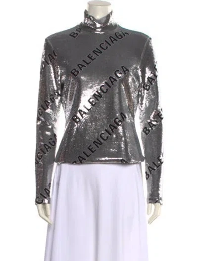 Pre-owned Balenciaga 2022 Sequin Sweatshirt In Silver