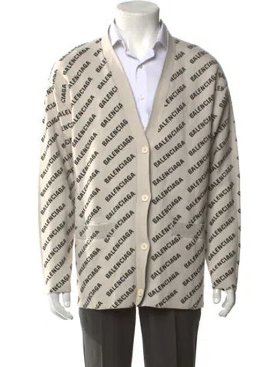 Pre-owned Balenciaga 2022 Signature Logo Cardigan W/ Tags In Neutral