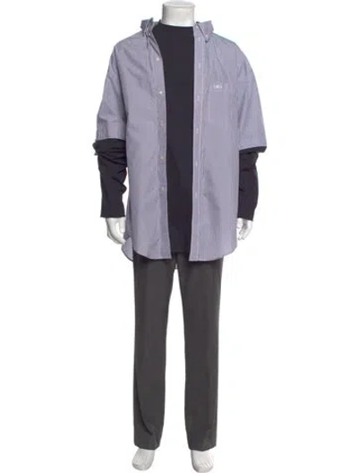 Pre-owned Balenciaga 2022 Signature Logo Shirt W/ Tags In Blue