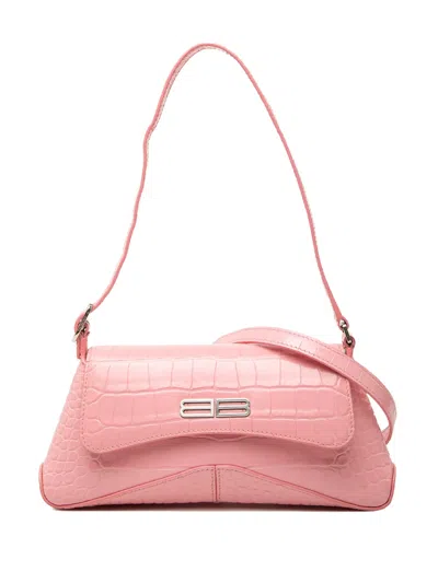 Pre-owned Balenciaga 2022 Small Croc Embossed Leather Xx Flap Satchel In Pink