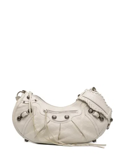 Pre-owned Balenciaga 2022 Small Lambskin Motocross Le Cagole Crossbody Bag In White