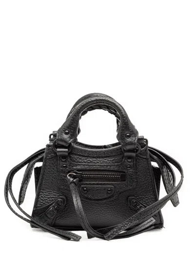 Pre-owned Balenciaga 2022 Super Nano Grained Calfskin Neo Classic City Satchel In Black