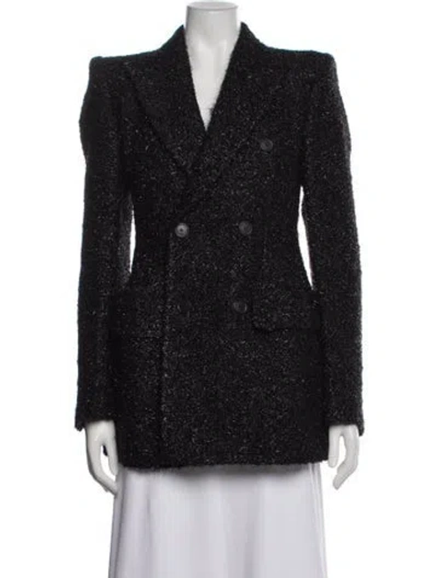 Pre-owned Balenciaga 2022 Tweed Pattern Coat In Black