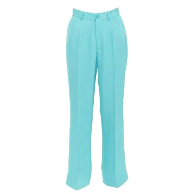 Pre-owned Balenciaga 2022 Unfit Turquoise Blue High Sheen Twill Straight Leg Pants Xs