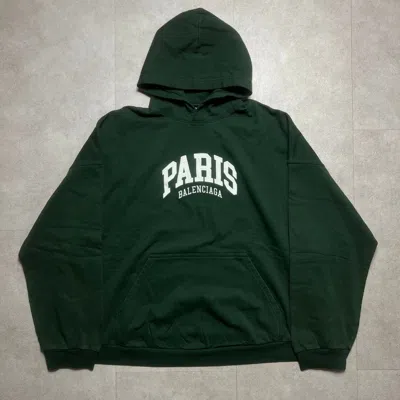 Pre-owned Balenciaga 2022ss Cities Paris Hoodie In Green