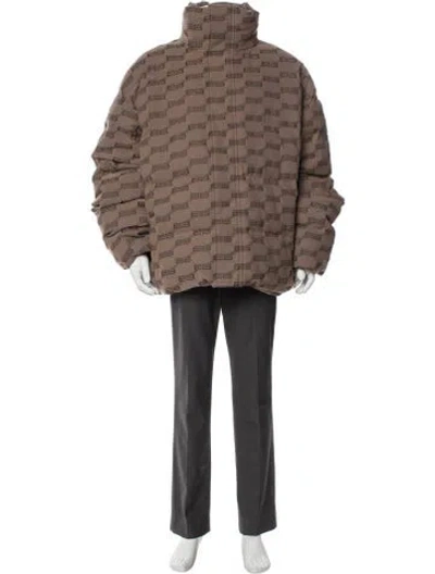 Pre-owned Balenciaga 2023 Bb Monogram Parka In Brown
