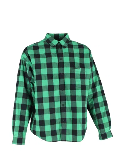 Pre-owned Balenciaga 2023 Buffalo Check Padded Shirt In Green