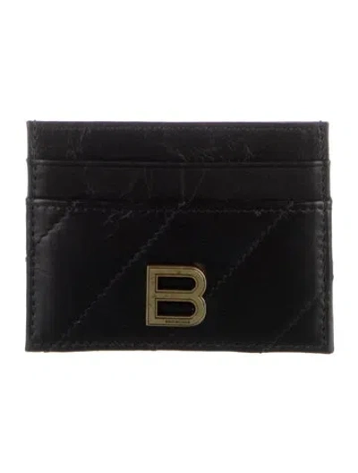 Pre-owned Balenciaga 2023 Crush Card Holder In Black