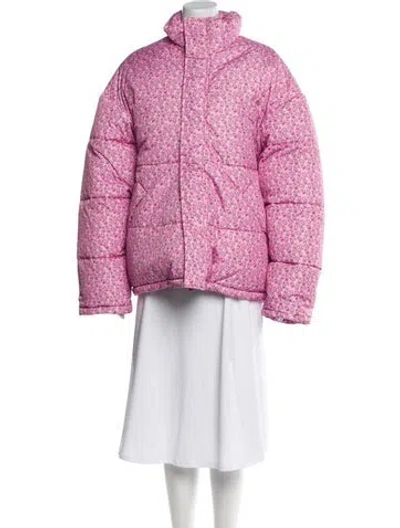 Pre-owned Balenciaga 2023 Floral Print Coat W/ Tags In Pink