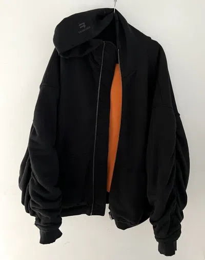 Pre-owned Balenciaga 2023 Hooded Bomber Jacket In Black