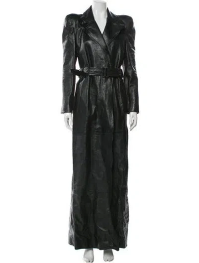 Pre-owned Balenciaga 2023 Leather Round Shoulder Maxi Coat W/ Tags In Black
