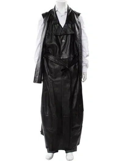 Pre-owned Balenciaga 2023 Leather Trench Coat In Black