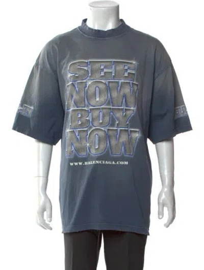 Pre-owned Balenciaga 2023 'see Now, Buy Now' T-shirt W/ Tags In Blue