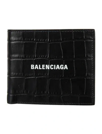 Pre-owned Balenciaga 2023 Signature Logo Bifold Wallet W/ Tags In Black