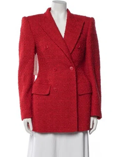 Pre-owned Balenciaga 2023 Tweed Pattern Blazer W/ Tags In Red