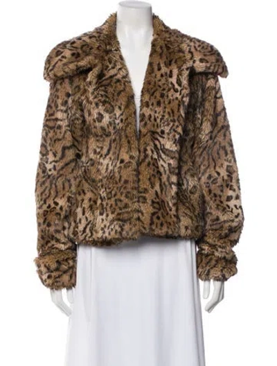Pre-owned Balenciaga 2024 Animal Print Faux Fur Jacket W/ Tags In Brown