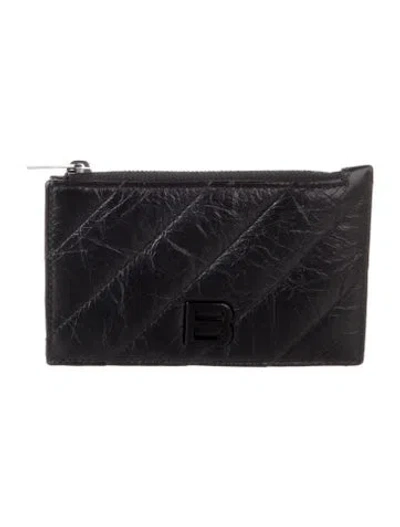Pre-owned Balenciaga 2024 Crush Coin Card Holder In Black