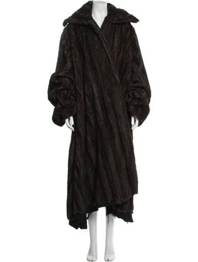 Pre-owned Balenciaga 2024 Faux Fur Coat In Brown
