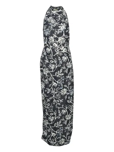 Pre-owned Balenciaga 2024 Floral Silk-crepe Dress In Blue
