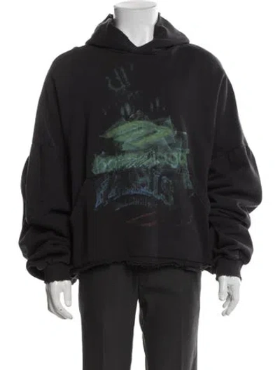 Pre-owned Balenciaga 2024 Graphic Print Hoodie In Black