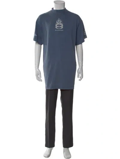 Pre-owned Balenciaga 2024 Graphic Print T-shirt In Blue