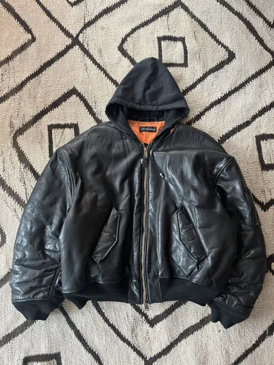 Pre-owned Balenciaga 2024 Leather Bomber Jacket In Black