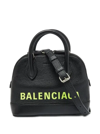 Pre-owned Balenciaga 2024 Leather Logo Satchel Bag In Black