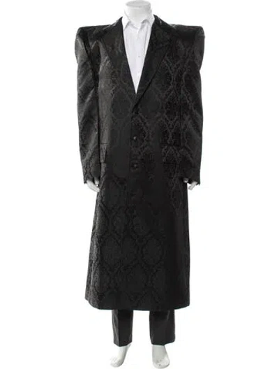 Pre-owned Balenciaga 2024 Printed Overcoat In Black