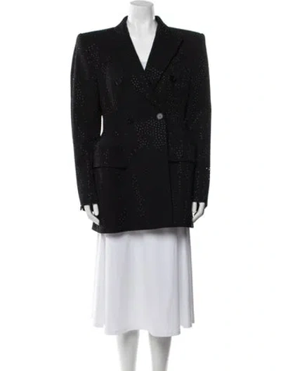 Pre-owned Balenciaga 2024 Rhinestone Blazer In Black