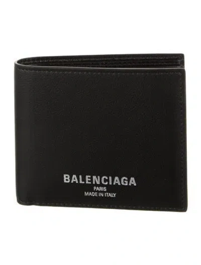 Pre-owned Balenciaga 2024 Signature Logo Bifold Wallet W/ Tags In Black