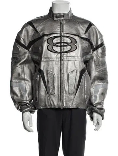 Pre-owned Balenciaga 2024 Unity Moto Moto Jacket In Gray
