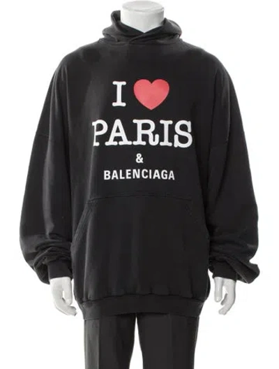 Pre-owned Balenciaga 2024-2025 I Love Paris Hoodie In Gray