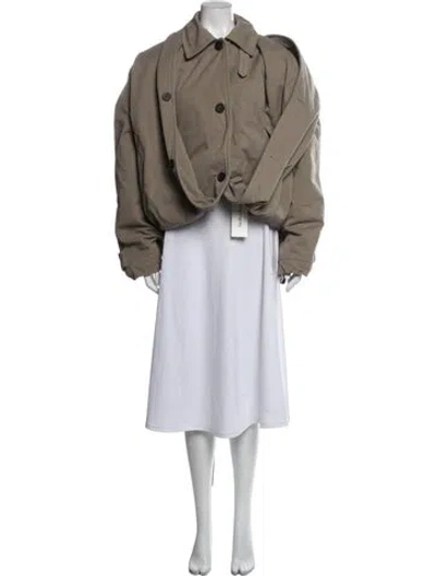 Pre-owned Balenciaga 2025 Flipped Hooded Trench Coat In Neutrals
