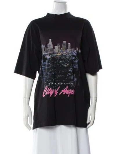 Pre-owned Balenciaga 2025 Graphic Print T-shirt In Black