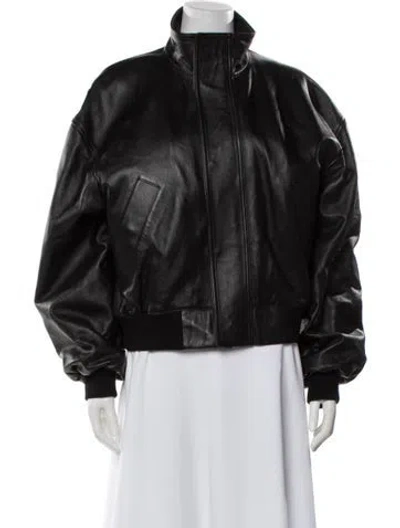 Pre-owned Balenciaga 2025 Leather Bomber Jacket In Gray