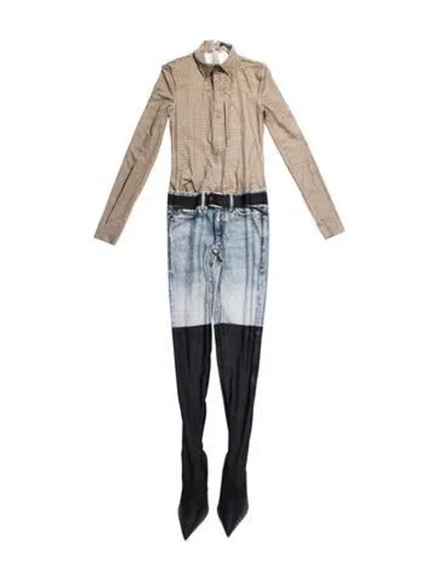 Pre-owned Balenciaga 2025 Trompe-l'œil Pantabodysuit In Neutral