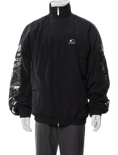Pre-owned Balenciaga 2025-2026 Graphic Print Windbreaker In Black