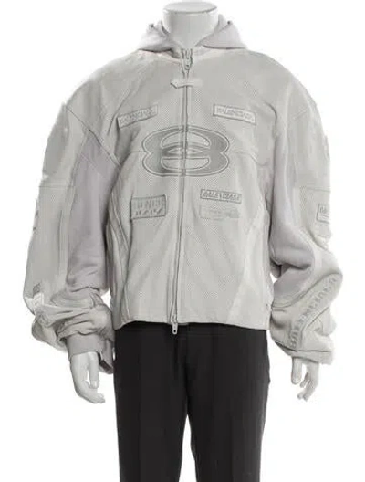 Pre-owned Balenciaga 2025-2026 Leather Jacket In Gray