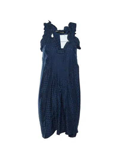 Pre-owned Balenciaga 2026 Polka-dot Ruffled Midi Dress In Blue