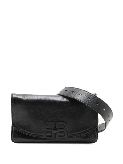 Pre-owned Balenciaga 20th Century Small Leather Bb Soft Flap Satchel In Black