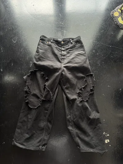 Pre-owned Balenciaga ‘21 Afterworld Runway Destroyed Boxer Denim In Black