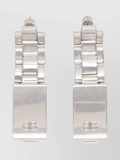 BALENCIAGA 24/7 BB LOGO EARRINGS