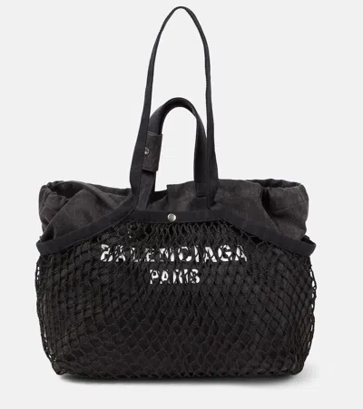 Balenciaga 24/7 Fishnet Tote Bag In Black  