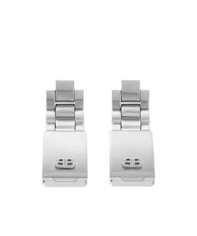 Balenciaga Bb Logo Earrings In Gray