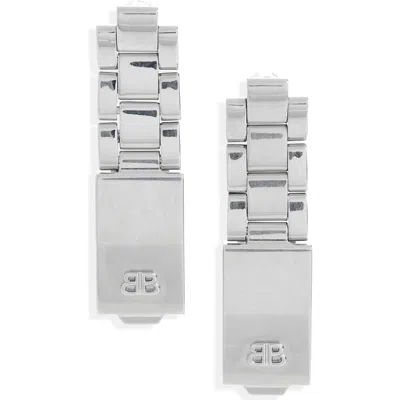 Balenciaga Watch Band Drop Earrings In 0668 Silver