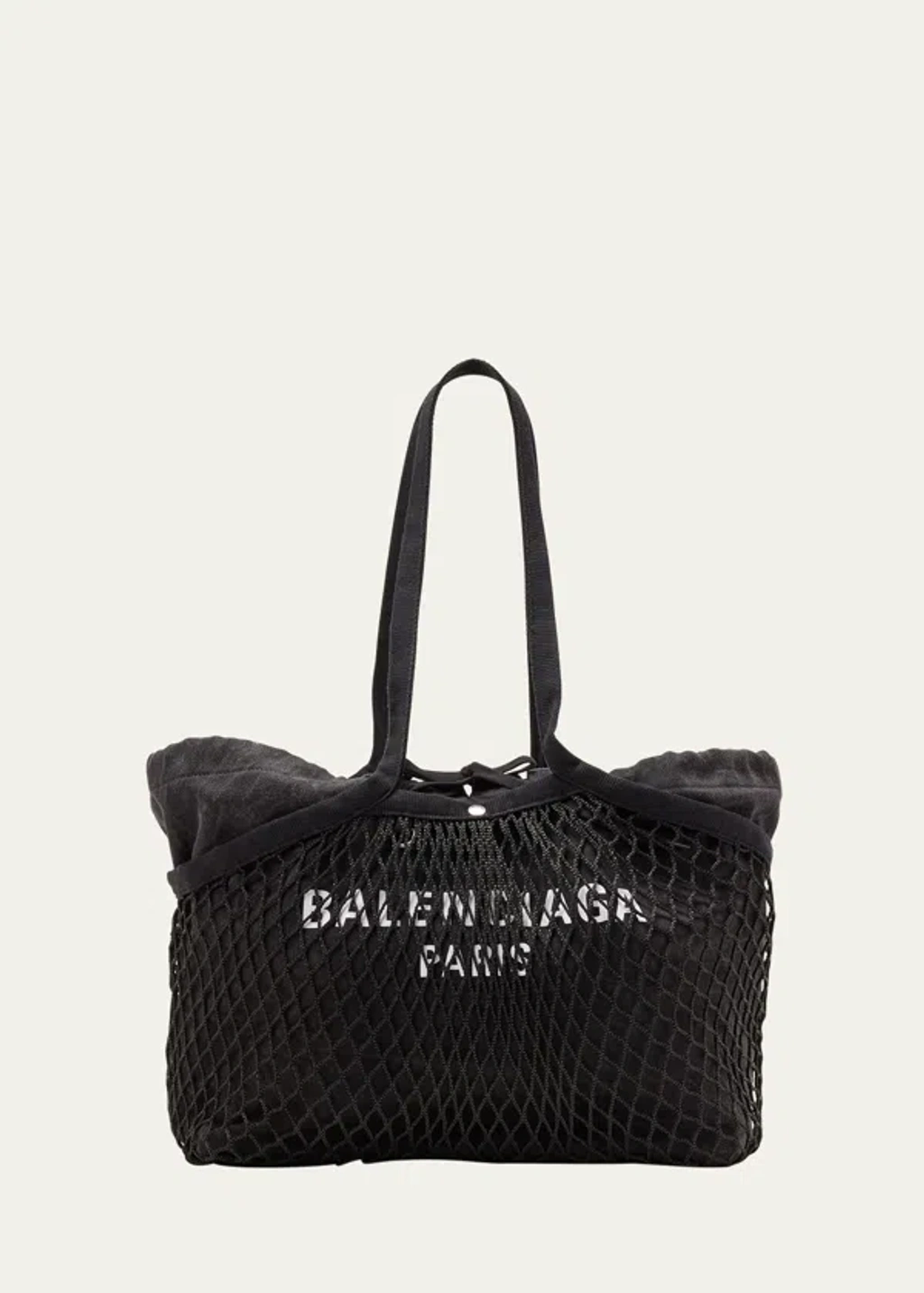 【Balenciaga】SALE!! 24/7 WASHED CANVAS/FISHNET TOTE BAG Balenciaga 24/7 Medium Washed Canvas And Fishnet Tote Bag In