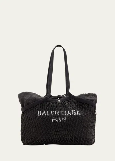 【Balenciaga】SALE!! 24/7 WASHED CANVAS/FISHNET TOTE BAG Balenciaga 24/7 Medium Washed Canvas And Fishnet Tote Bag In