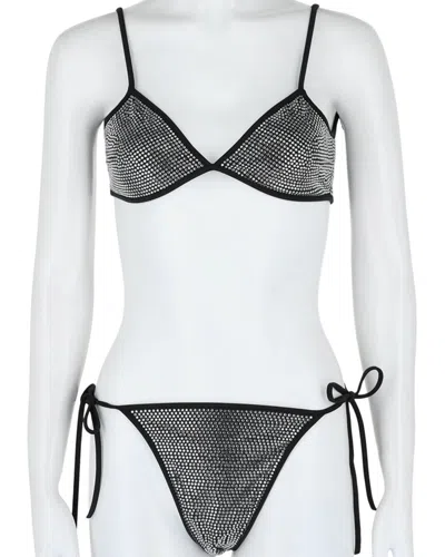 Balenciaga 2pc Crystal Embellished Bikini Set In Black